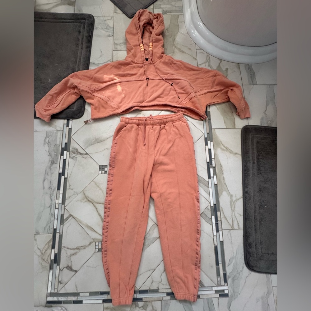 IVY PARK Dusty Rose Hooded Cropped Sweatshirt & Joggers - Picture 2 of 12